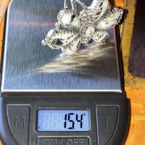 White Buffalo Turquoise Sterling Silver Statement Ring Size 8 - Picture 9 of 9